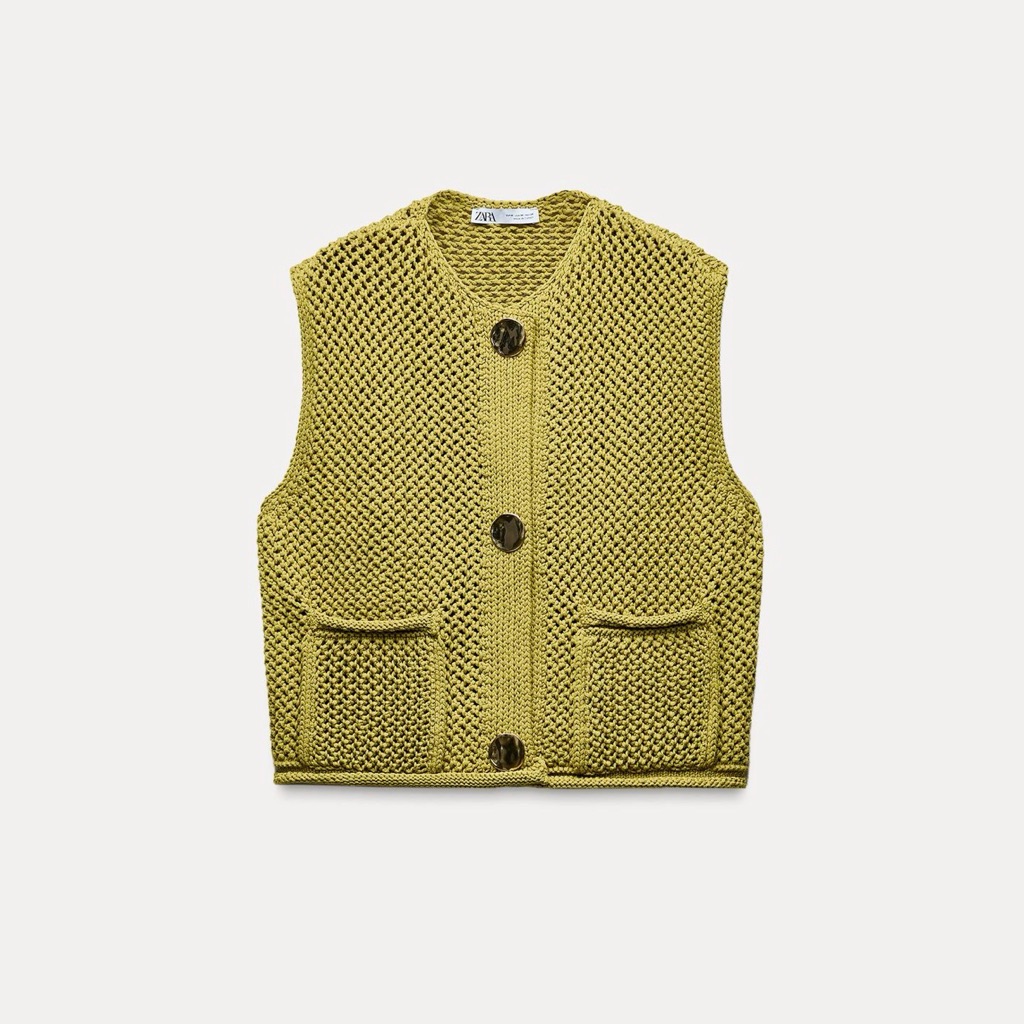 Zara Lime Green Chunky Knit Vest